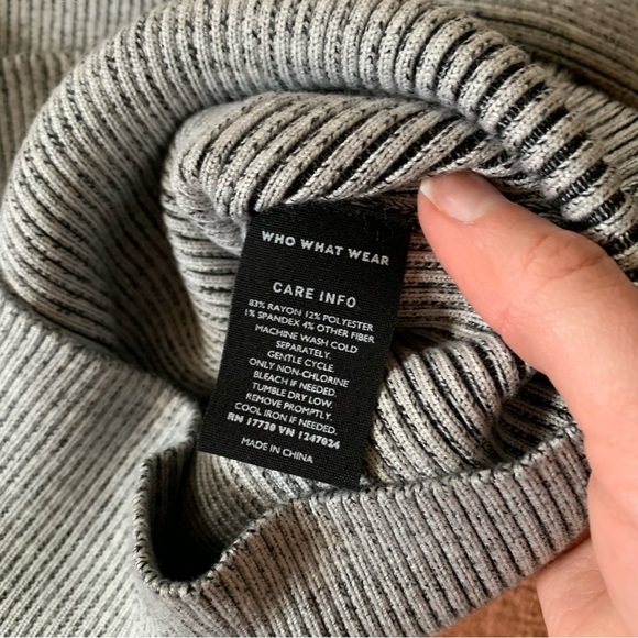 WWW Grey Gray Ribbed Wide Sleeve Sweater - Picture 5 of 6